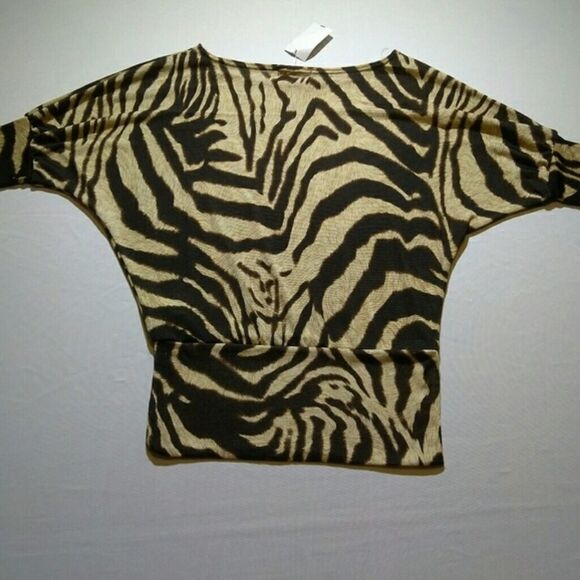 Teenbell Top Brown Tan Tiger Print Stripes - Picture 6 of 8